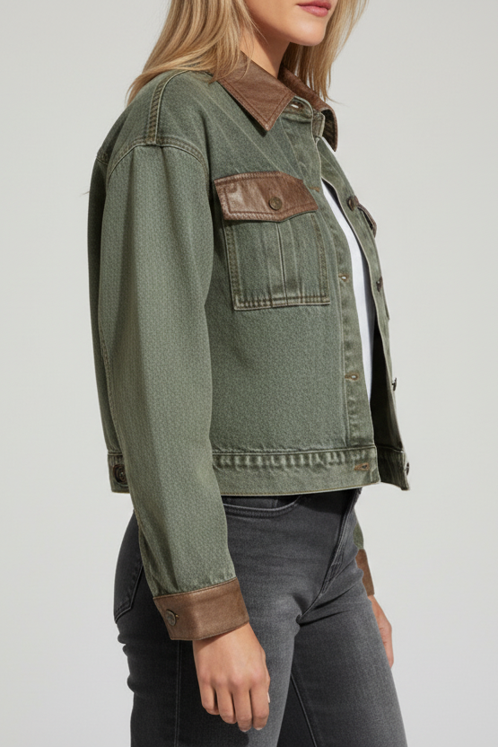 Button Up Chest Pockets Denim Jacket