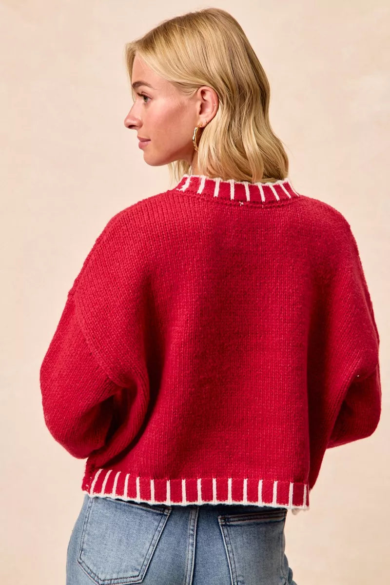 Christmas Theme Sequin Lattering Sweater.