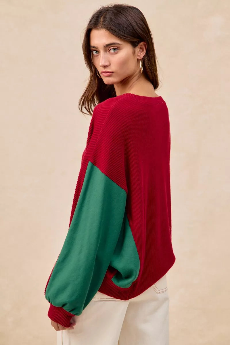 Christmas Theme Tree Embroidered Sweater.