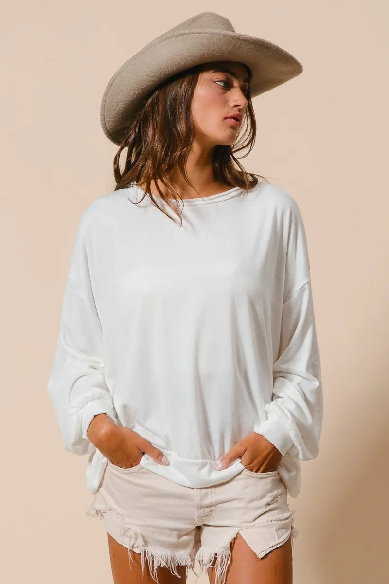 Loop Terry Pull Over With Cut Edge Band.